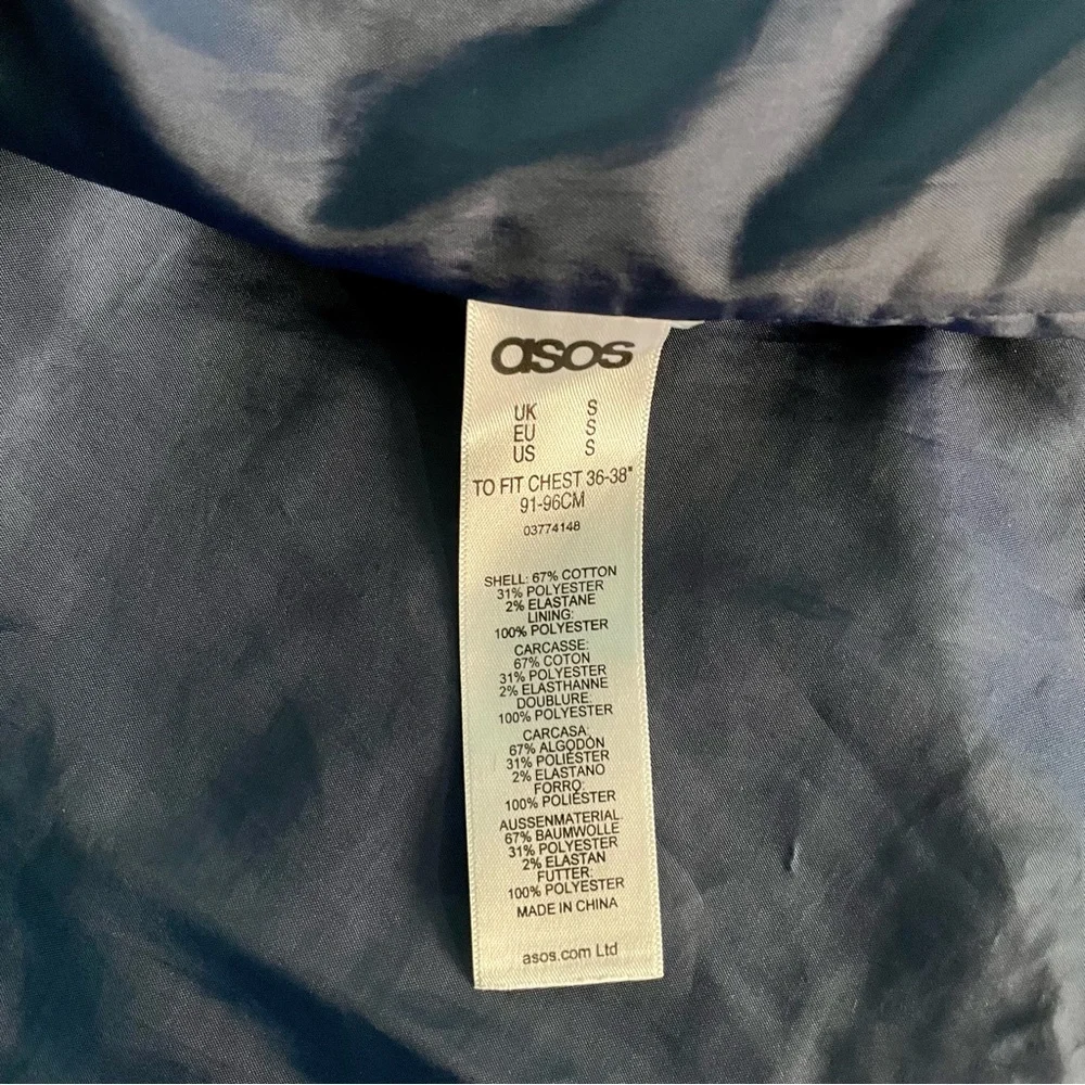 ASOS DESIGN Men’s Denim Oversized Bomber Jacket (size: S)